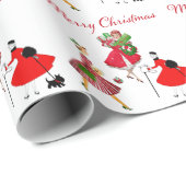 Weihnachten 1950 Vintage Damen Geschenkpapier (Rolleneckpunkt)