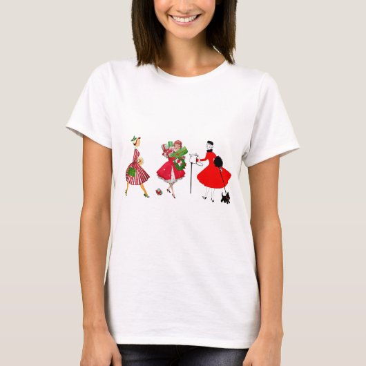 Weihnachten 1950 Vintage Damen T-Shirt (Vorderseite)