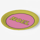 Weihnachten 1970er Jahre Retro Lettering Pink und Pappteller (Schrägansicht)