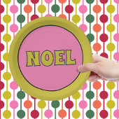 Weihnachten 1970er Jahre Retro Lettering Pink und Pappteller