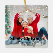 Weihnachten 1 Foto funkelnd hell modern Keramikornament (Vorderseite)