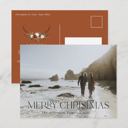 Weihnachten 1 Foto, gefalteter botanischer Blumenu Postkarte (Vorne/Hinten)