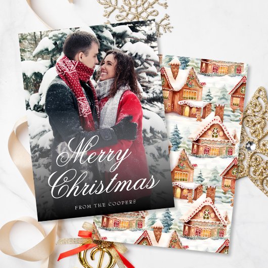 Weihnachten 1 Foto Gingerbrett Muster Urlaubskarte