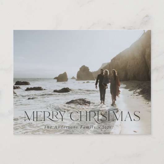 Weihnachten 1 Foto moderne Typografie grau elegant Postkarte (Vorderseite)