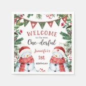 Weihnachten 1. Geburtstag Niedliches Winterwald Serviette (Vorderseite)