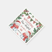 Weihnachten 1. Geburtstag Niedliches Winterwald Serviette (Ecke)