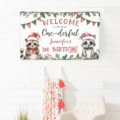Weihnachten 1. Geburtstag Party Niedliche Raccons Banner (Insitu)