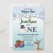 Weihnachten 1. Geburtstag Party Santa Snowman ONE Einladung (Vorderseite)