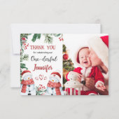 Weihnachten 1. Geburtstag Schneemann Danke Karte (Vorderseite)