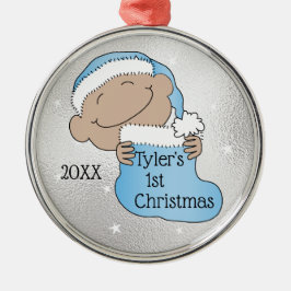 Weihnachten 1. Weihnachtslicht Blauer Ornament Aus Metall