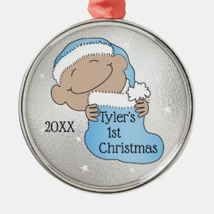 Weihnachten 1. Weihnachtslicht Blauer Ornament Aus Metall