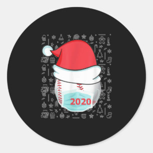 Weihnachten 2020 Baseball-Weihnachtsmannmütze Runder Aufkleber