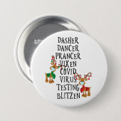 Weihnachten 2020 Covid Reindeer ernennt Funny Button (Vorne & Hinten)