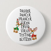 Weihnachten 2020 Covid Reindeer ernennt Funny Button (Vorderseite)