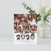 Weihnachten 2020 | Funny Face Masken & Tartan 4 Fo Postkarte (Stehend Vorderseite)