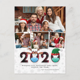 Weihnachten 2020 | Funny Face Masken & Tartan 4 Fo Postkarte