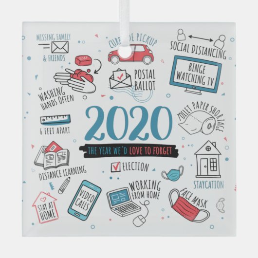 Weihnachten 2020 Gedenkpandemie Ornament Aus Glas (Vorderseite)