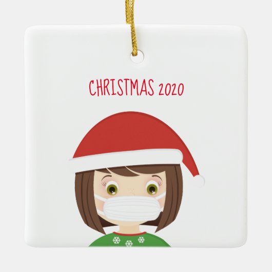 Weihnachten 2020 im Gesicht - Maske Keramikornament (Vorderseite)