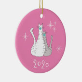 Weihnachten 2020 Katzen Gesicht Masken Niedlich ro Keramik Ornament (Rechts)