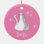Weihnachten 2020 Katzen Gesicht Masken Niedlich ro Keramik Ornament (Hinten)