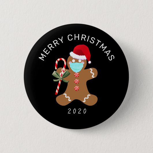 Weihnachten 2020 Lebkuchenmann in Gesichtsmaske Button (Vorderseite)