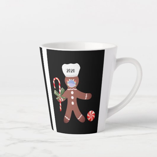 Weihnachten 2020 Lebkuchenmann in Gesichtsmaske Milchtasse (Rechts)