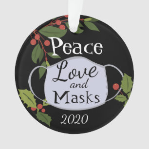 Weihnachten 2020 Liebe des Friedens und Maskenverz Ornament