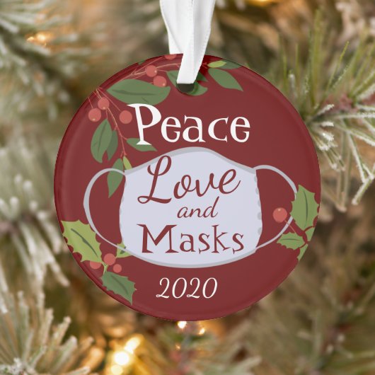 Weihnachten 2020 Liebe und Maske des Friedens Ornament (Baum)
