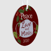 Weihnachten 2020 Liebe und Maske des Friedens Ornament (Vorderseite)