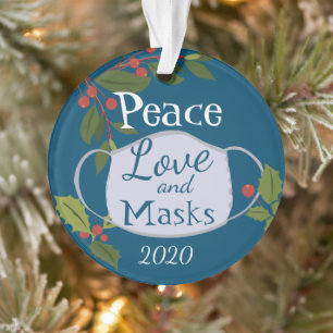 Weihnachten 2020 Liebe und Maske des Friedens Ornament