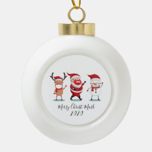 Weihnachten 2020 Merry Christmask Script Quarantin Keramik Kugel-Ornament