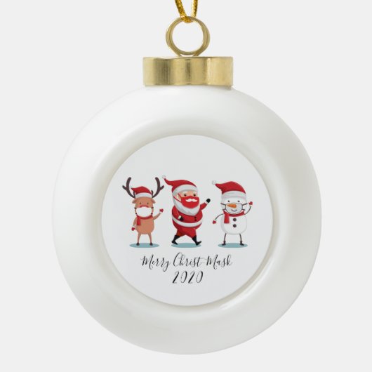 Weihnachten 2020 Merry Christmask Script Quarantin Keramik Kugel-Ornament (Vorderseite)