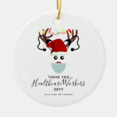 Weihnachten 2020 Rentier in Maske Keramik Ornament (Vorne)