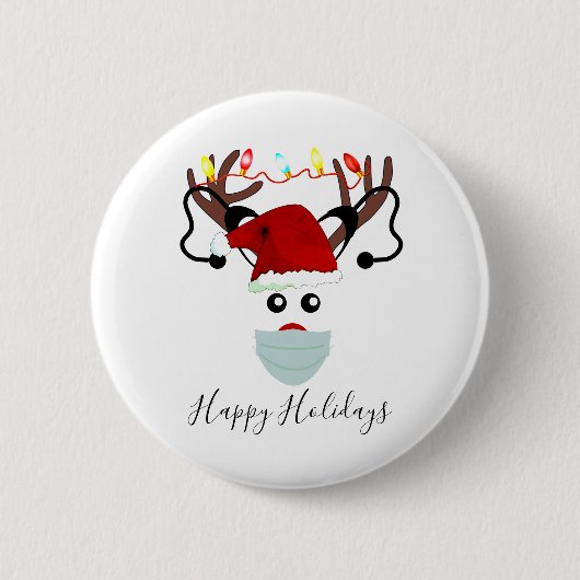 Weihnachten 2020 Rentiermaske Button (Vorderseite)