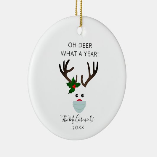 Weihnachten 2020 Rentiermaske Keramik Ornament (Rechts)