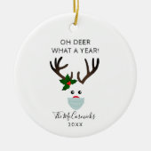 Weihnachten 2020 Rentiermaske Keramik Ornament (Vorne)