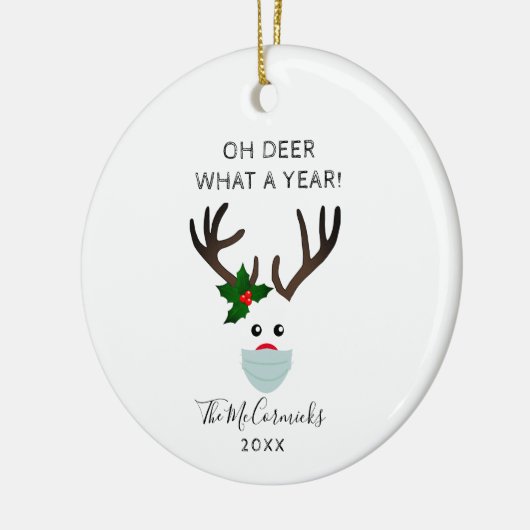 Weihnachten 2020 Rentiermaske Keramik Ornament (Links)