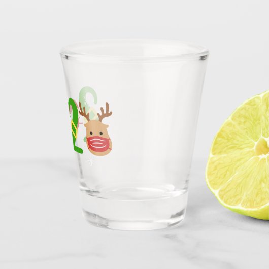 Weihnachten 2020 | Santa und Reindei in Maske Schnapsglas (Rechts)