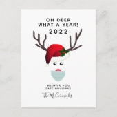 Weihnachten 2021 Covid Face Maske Reindeer Postkarte (Vorderseite)