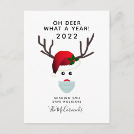 Weihnachten 2021 Covid Face Maske Reindeer Postkarte