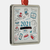 Weihnachten 2021 Covid Vaccine Year Keepake Ornament Aus Metall (Rechts)