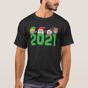 Weihnachten 2021 Elf Santa Snowman Gesicht Maske Q T-Shirt