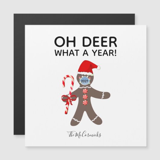 Weihnachten 2021 Face Mask Gingerbread Name Magnetkarte (Vorne/Hinten)