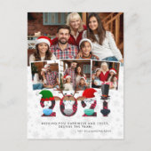 Weihnachten 2021 | Funny Grumpy Face Masken 4 Foto Postkarte (Vorderseite)