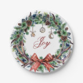 Weihnachten 2021 Joy Wreath Plate Pappteller (Vorderseite)