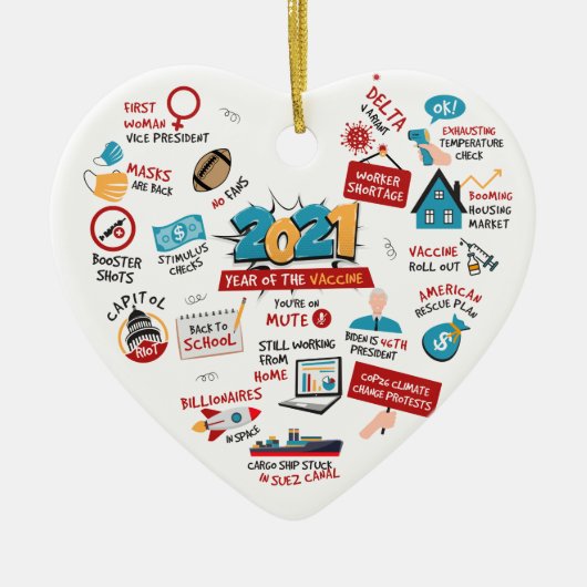 Weihnachten 2021 Pandemieimpfstoff Keramik Ornament (Vorne)