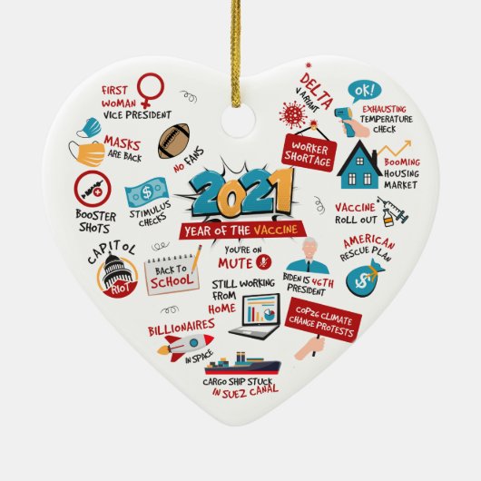 Weihnachten 2021 Pandemieimpfstoff Keramik Ornament (Hinten)