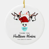 Weihnachten 2022 Gesundheitshelden - Rentier Custo Keramik Ornament (Hinten)