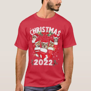 Weihnachten 2022 Katzen Weihnachtsfamilie Strumpf T-Shirt