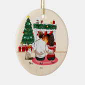 Weihnachten 2022 Mama Vater Familie personalisiere Keramik Ornament (Rechts)